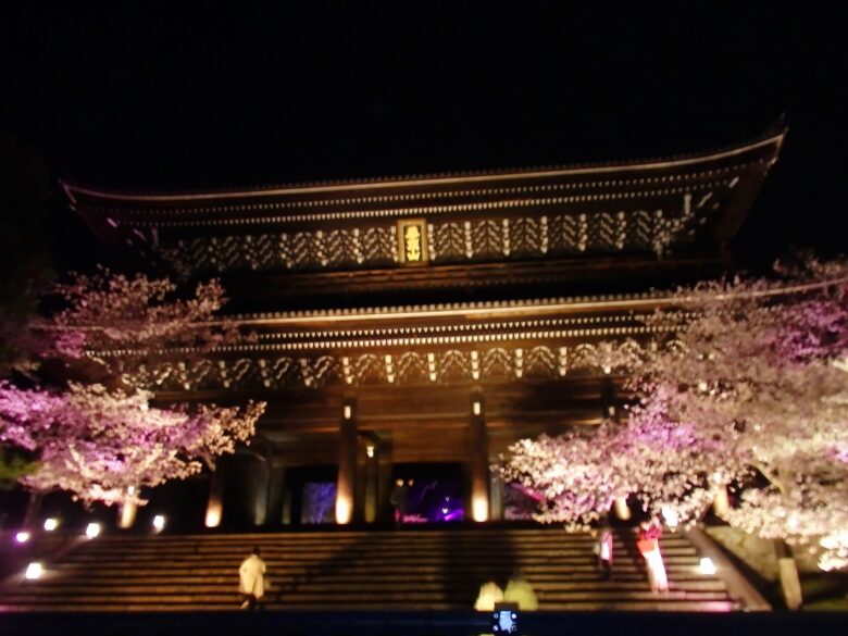 知恩院三門と桜を撮影した写真