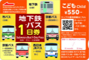 京都地下鉄バス一日券こども用チケットを撮影した写真